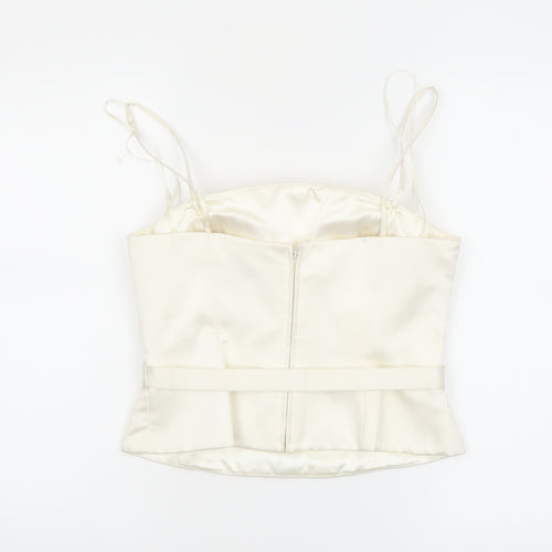 Ronald Joyce Women Ivory Satin Camisole Sweetheart Blouse UK 12