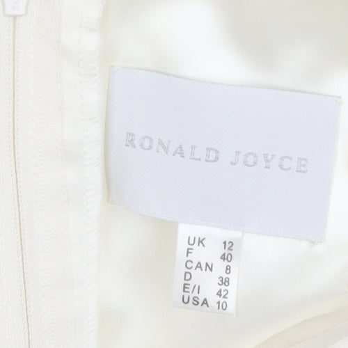 Ronald Joyce Women Ivory Satin Camisole Sweetheart Blouse UK 12