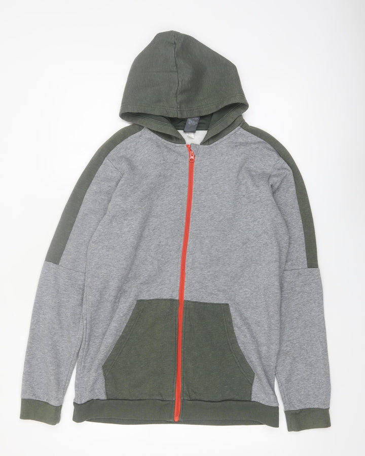 Champion Womens Grey Green Full Zip Hoodie XL 16-18 Casual Cotton Blend