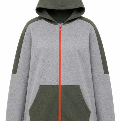 Champion Womens Grey Green Full Zip Hoodie XL 16-18 Casual Cotton Blend
