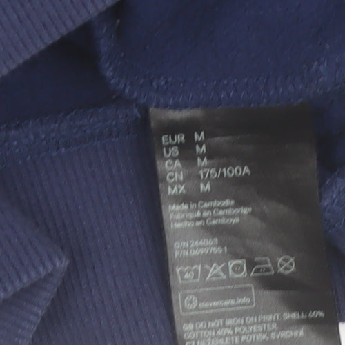 H&M Men Blue Pullover Hoodie M United World Citizen Logo