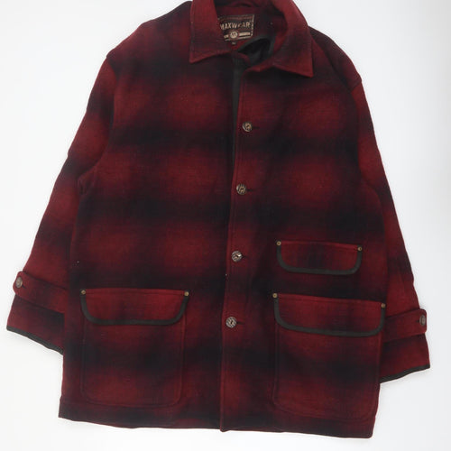 Maxwear Men's Red Wool-Blend Check Jacket XL Classic Outdoor