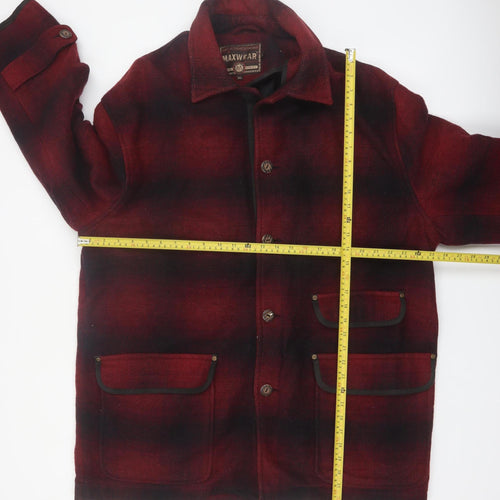 Maxwear Men's Red Wool-Blend Check Jacket XL Classic Outdoor