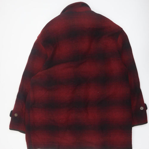 Maxwear Men's Red Wool-Blend Check Jacket XL Classic Outdoor