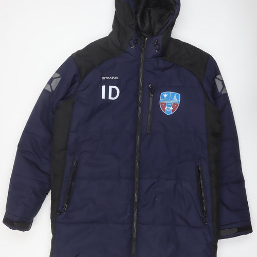 Stanno Men's Blue 2XL Hooded Puffer Jacket Winter Football Coat