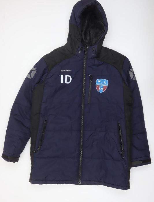 Stanno Men's Blue 2XL Hooded Puffer Jacket Winter Football Coat