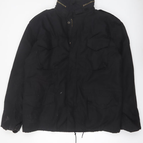 Brandit Men's Black 2XL Military Jacket with Full Zip Pockets