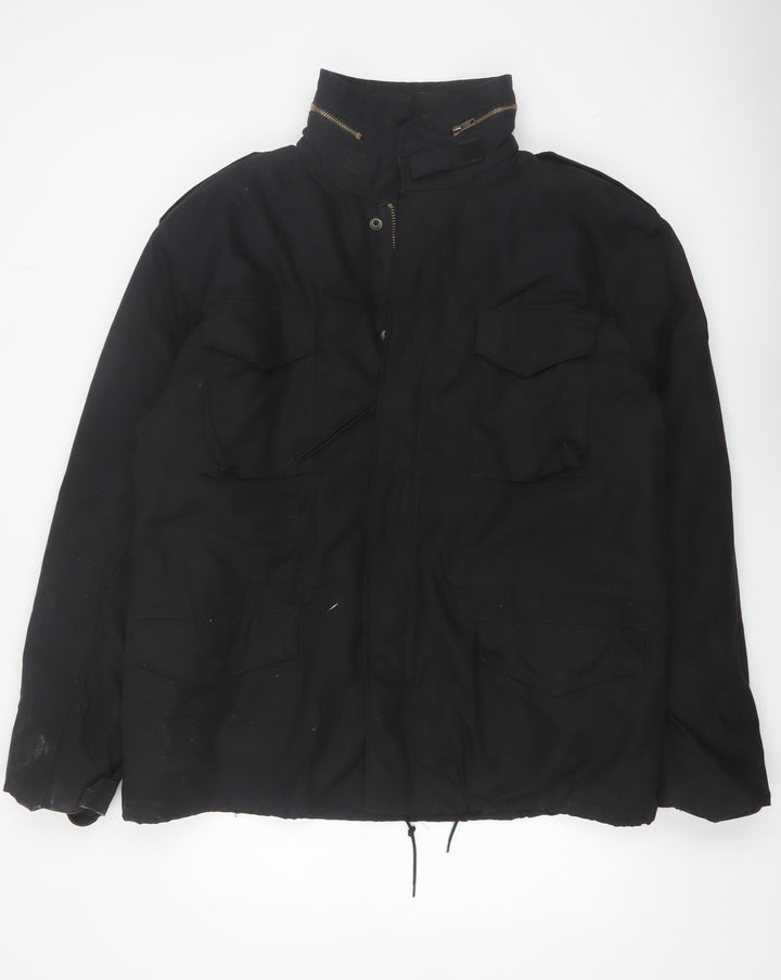 Brandit Men's Black 2XL Military Jacket with Full Zip Pockets