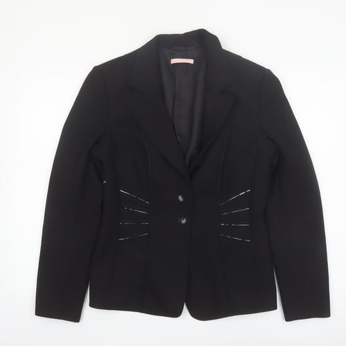 Basler Women's Black Size 12 Tailored Two-Button Blazer Jacket