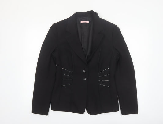 Basler Women's Black Size 12 Tailored Two-Button Blazer Jacket