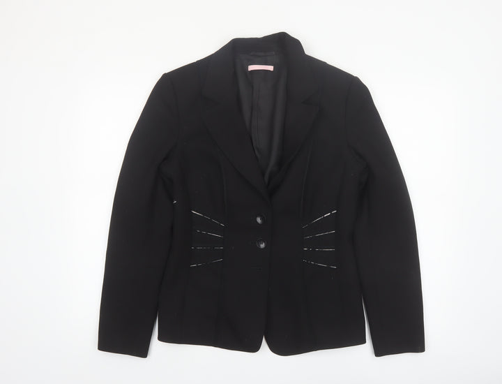 Basler Women's Black Size 12 Tailored Two-Button Blazer Jacket