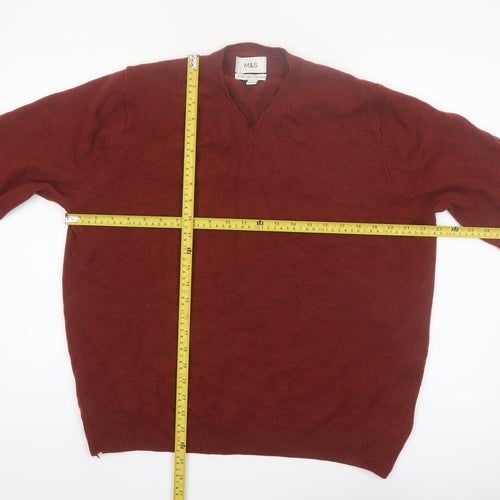 Marks and Spencer Men’s Brown XL Lambswool V-Neck Jumper