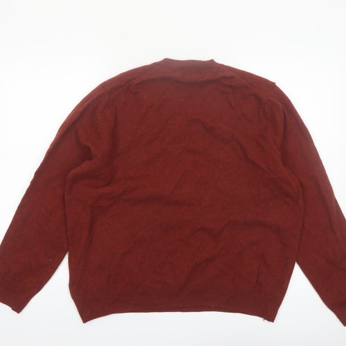 Marks and Spencer Men’s Brown XL Lambswool V-Neck Jumper