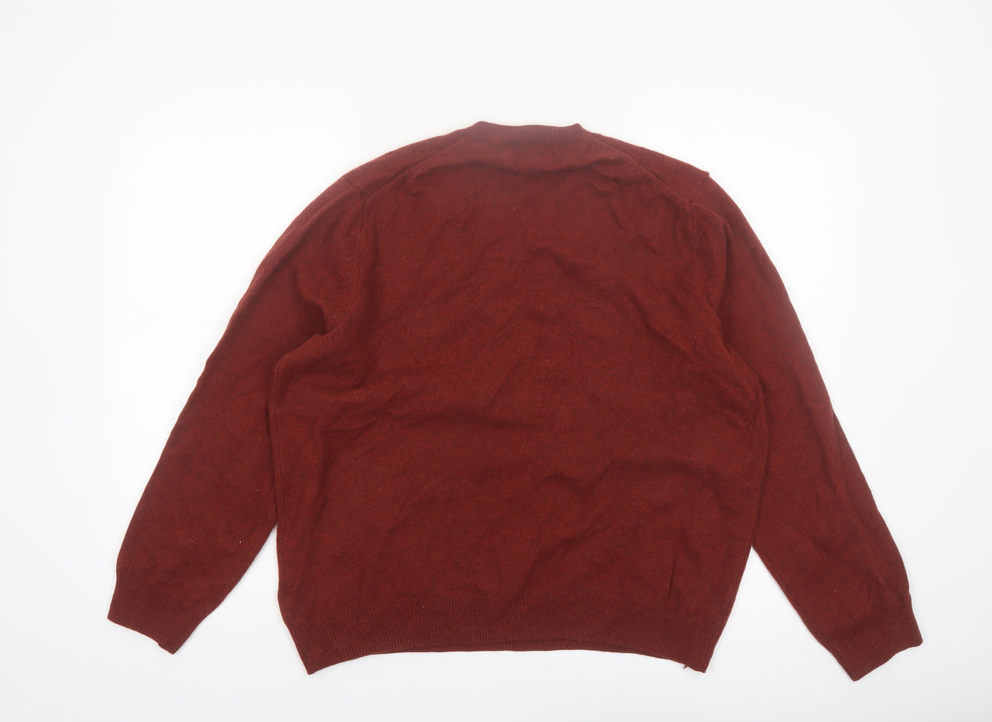 Marks and Spencer Men’s Brown XL Lambswool V-Neck Jumper