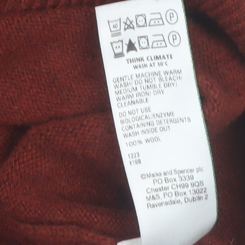 Marks and Spencer Men’s Brown XL Lambswool V-Neck Jumper