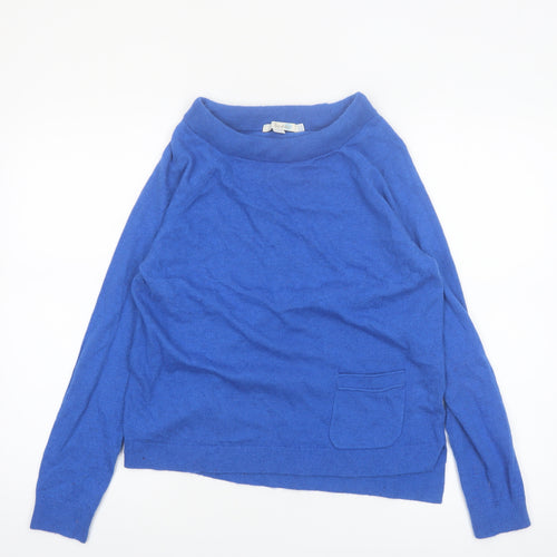 Boden Women's Blue Wool Blend Boat Neck Jumper Size 12
