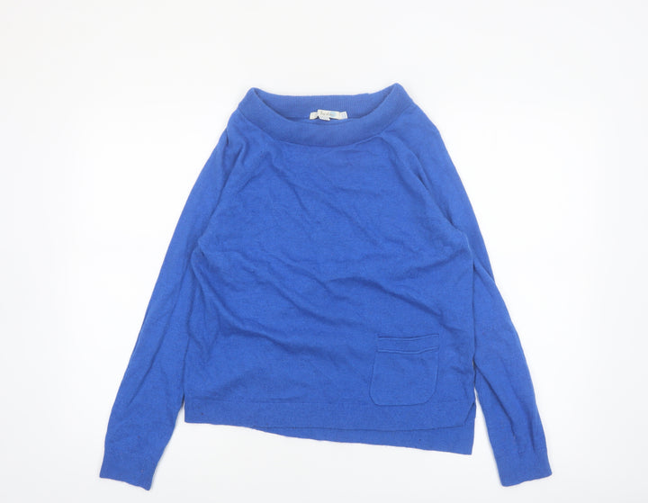 Boden Women's Blue Wool Blend Boat Neck Jumper Size 12