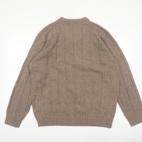 James Pringle Men's Beige Acrylic V-Neck Pullover Jumper L