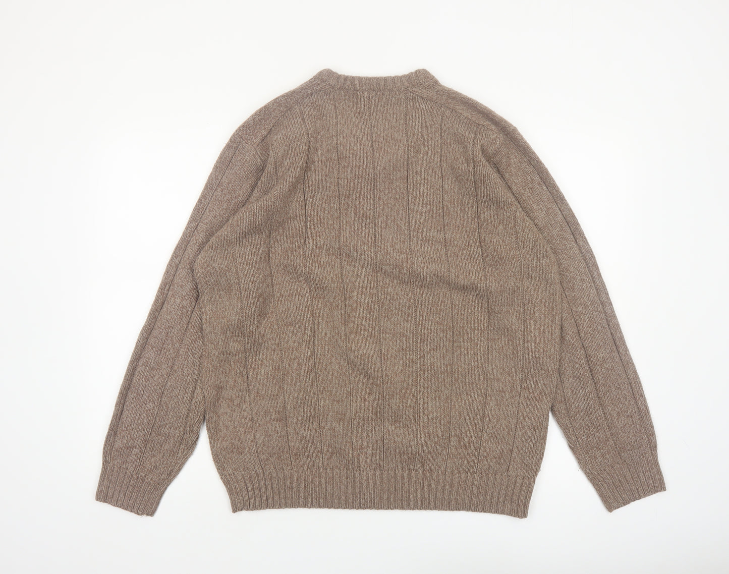 James Pringle Men's Beige Acrylic V-Neck Pullover Jumper L