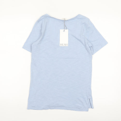 Hush Womens Blue 2XS V-Neck Cotton Short Sleeve T-Shirt