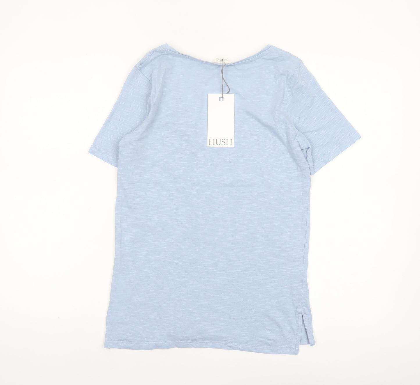 Hush Womens Blue 2XS V-Neck Cotton Short Sleeve T-Shirt