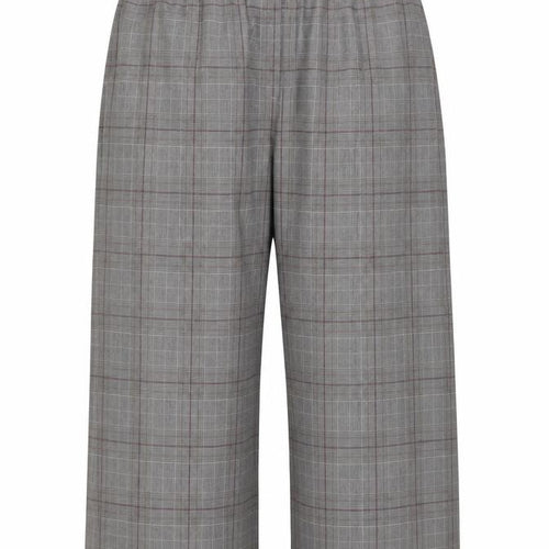 Marks & Spencer Womens Grey Checked Wide-Leg Trousers Size 20 Regular