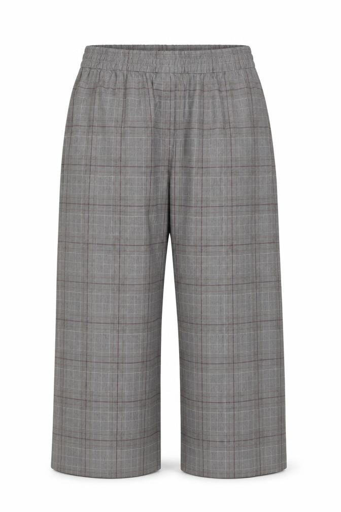 Marks & Spencer Womens Grey Checked Wide-Leg Trousers Size 20 Regular