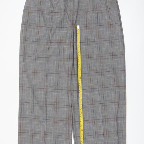 Marks and Spencer Womens Grey Checked Wide-Leg Trousers Size 20 Regular