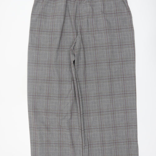 Marks and Spencer Womens Grey Checked Wide-Leg Trousers Size 20 Regular