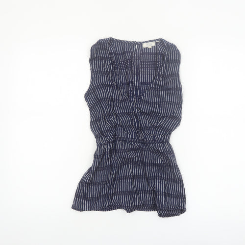 Fat Face Women Blue Striped Sleeveless Tunic Blouse Size 12