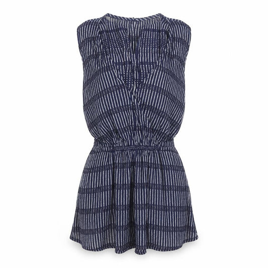Front view of FatFace Women Blue Striped Sleeveless Tunic Blouse, size 12