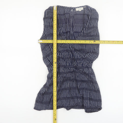 Fat Face Women Blue Striped Sleeveless Tunic Blouse Size 12