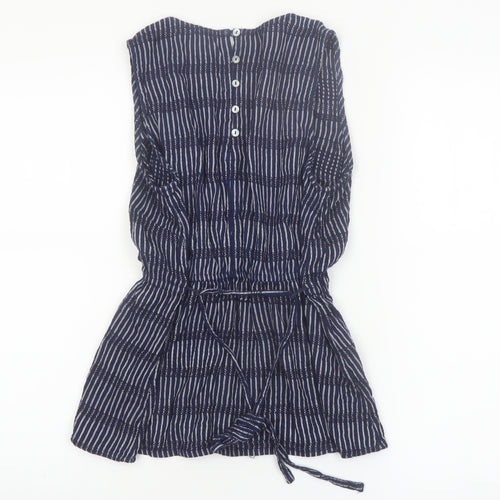 Fat Face Women Blue Striped Sleeveless Tunic Blouse Size 12