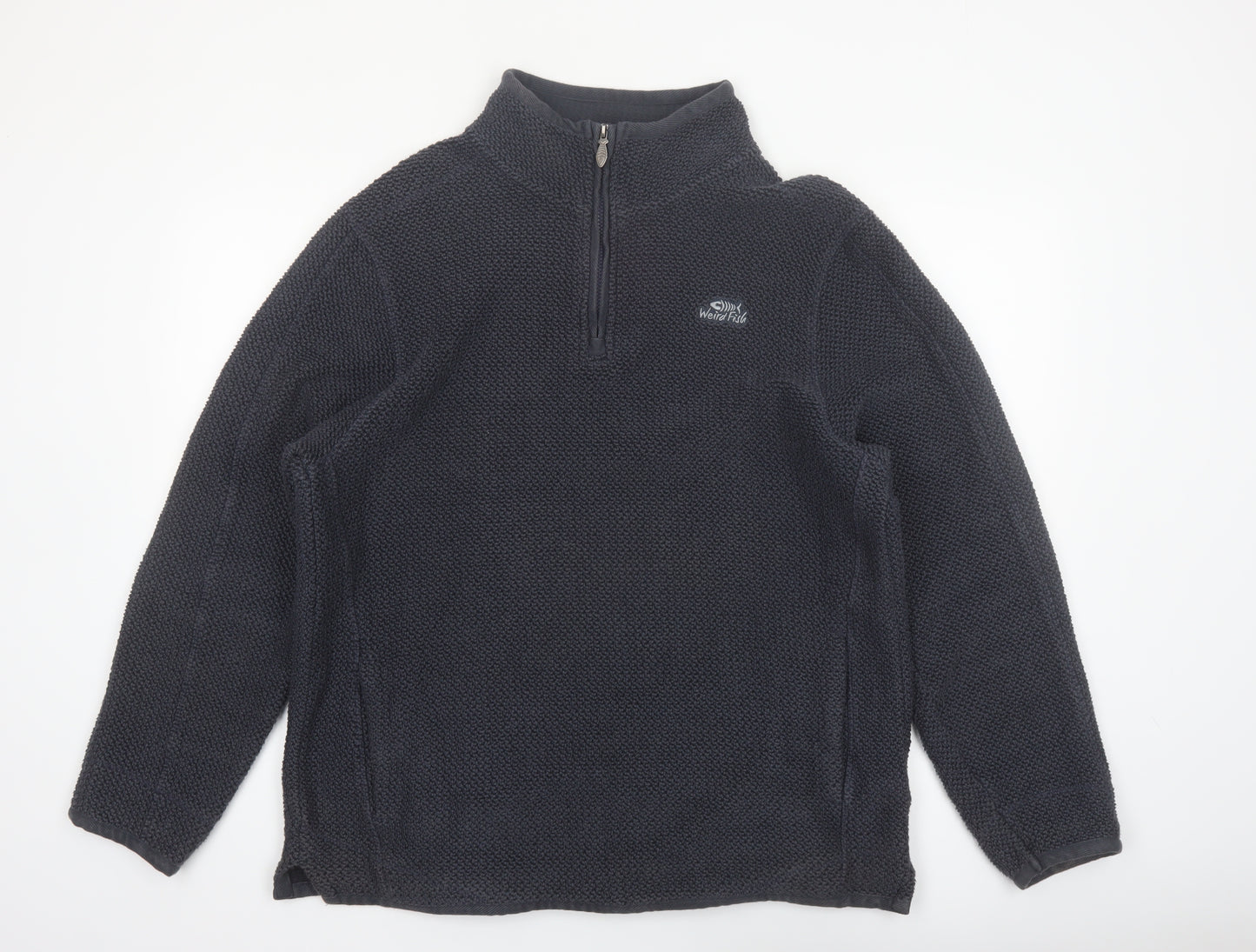 Weird Fish Men's Black XL 1/4 Zip Fleece Pullover Sweatshirt