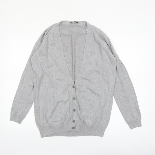 See by Chloé Women Grey Cotton Cardigan Size 8 Button Knitwear