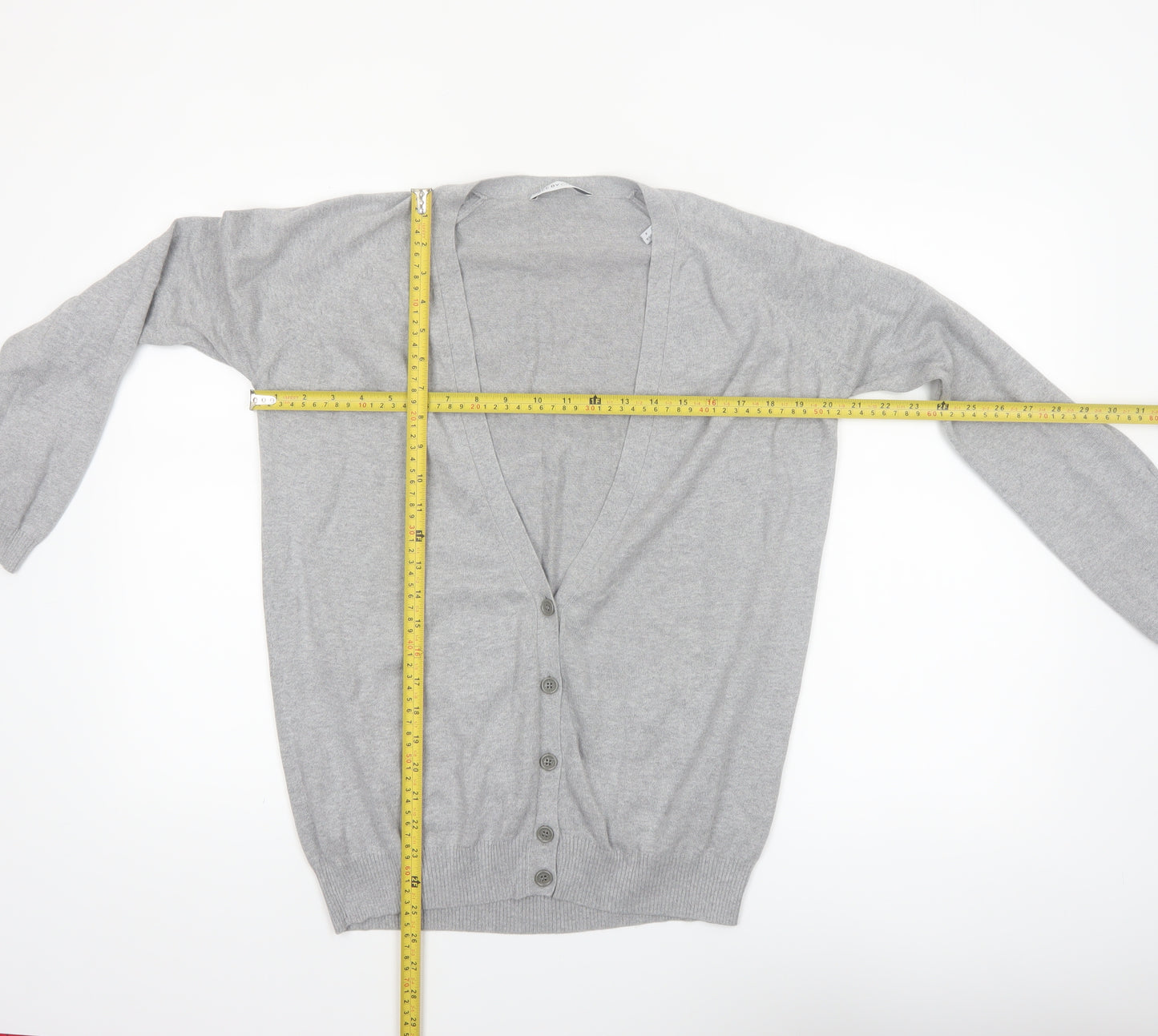 See by Chloé Women Grey Cotton Cardigan Size 8 Button Knitwear