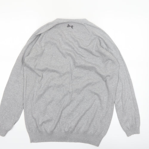 See by Chloé Women Grey Cotton Cardigan Size 8 Button Knitwear