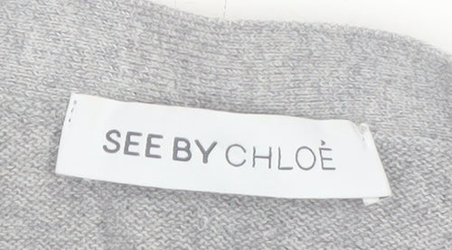 See by Chloé Women Grey Cotton Cardigan Size 8 Button Knitwear