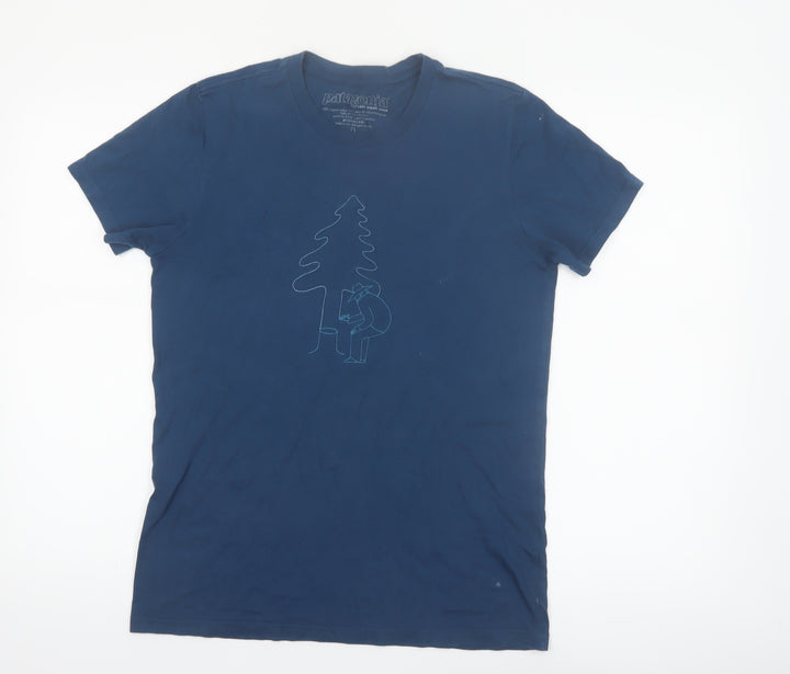 Patagonia Women Blue L Organic Cotton Short Sleeve T-Shirt