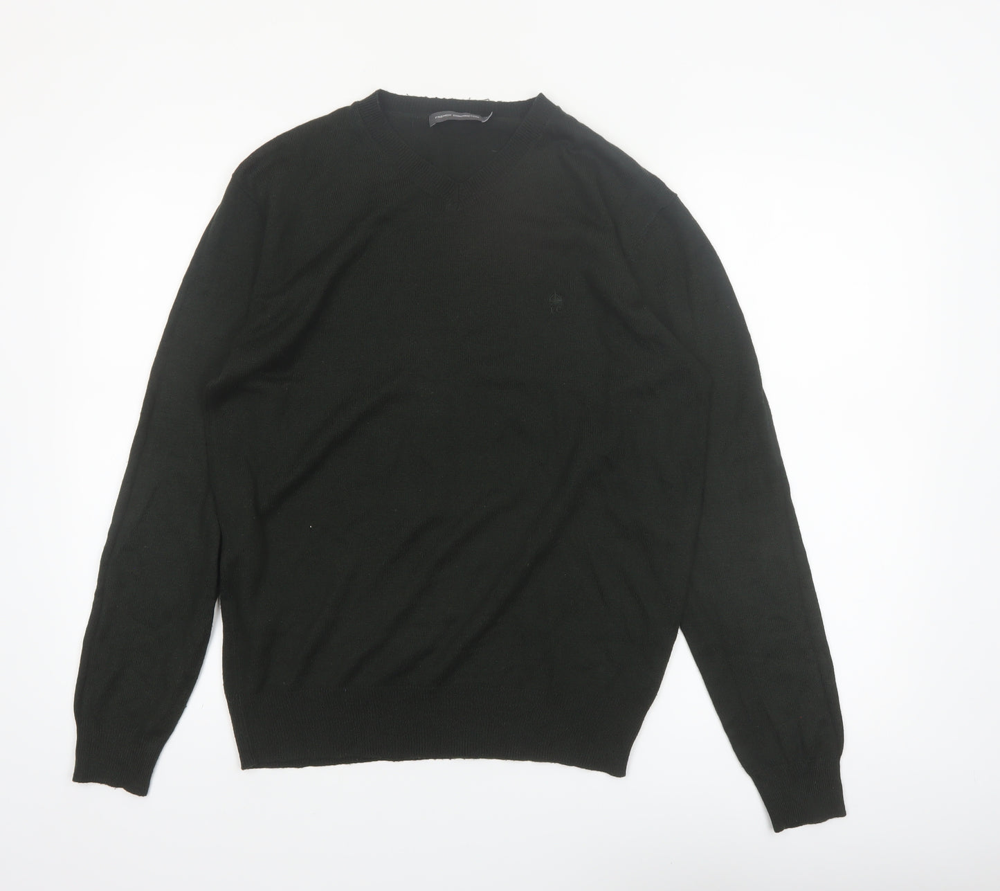 French Connection Men’s Black V-Neck Acrylic Jumper Size M