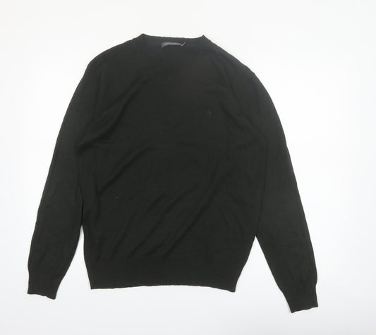 French Connection Men’s Black V-Neck Acrylic Jumper Size M