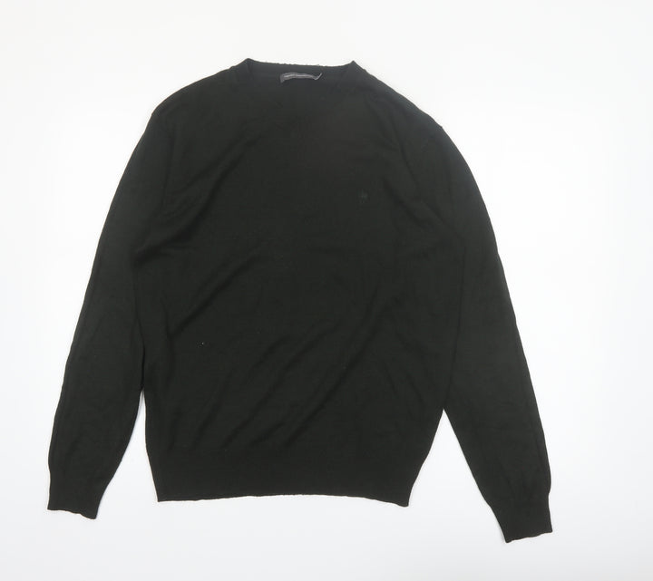 French Connection Men’s Black V-Neck Acrylic Jumper Size M