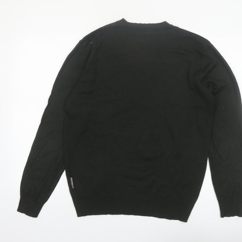 French Connection Men’s Black V-Neck Acrylic Jumper Size M