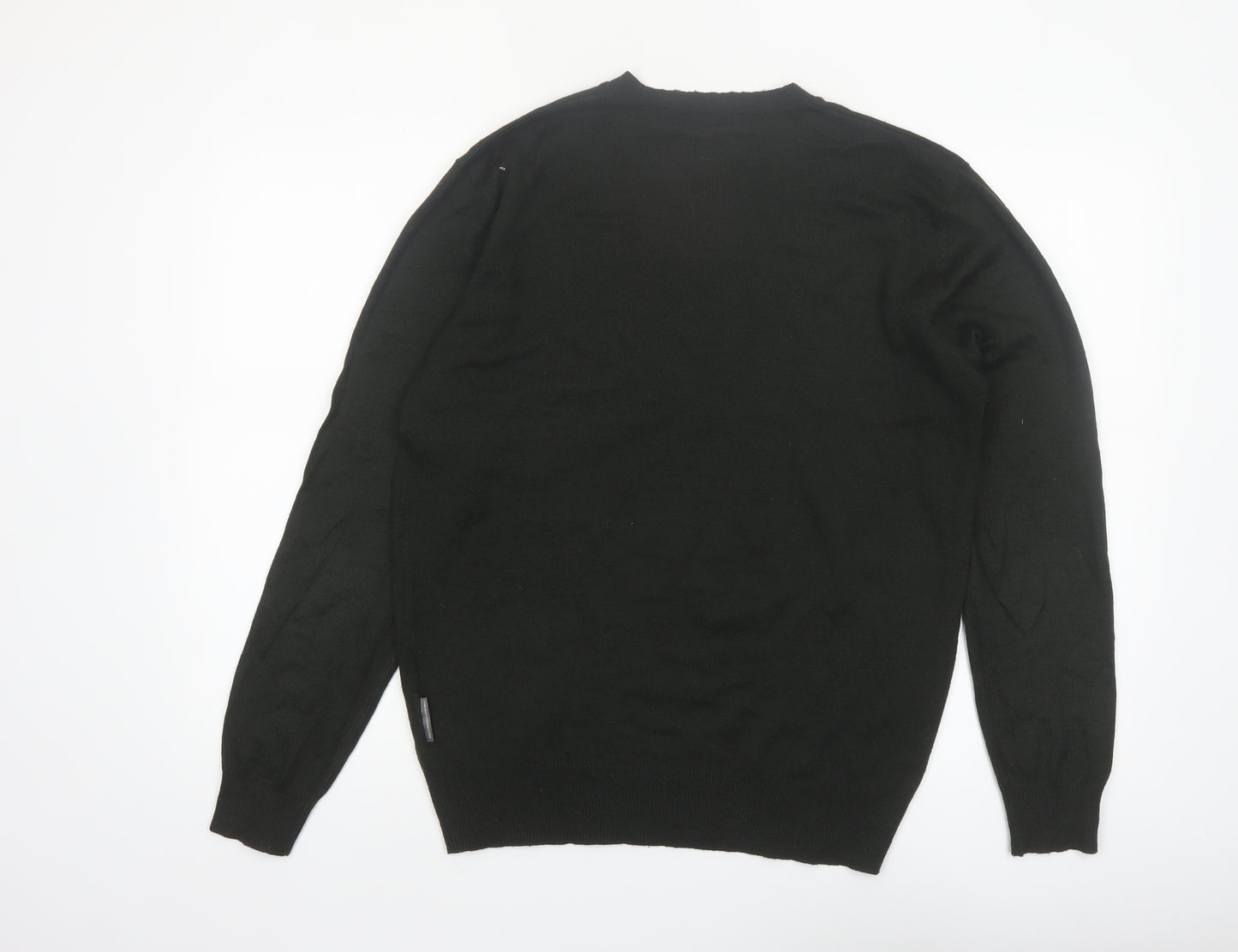 French Connection Men’s Black V-Neck Acrylic Jumper Size M