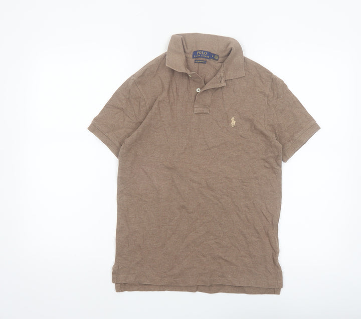 Ralph Lauren Men's Brown Slim Fit Polo Shirt Size S Cotton