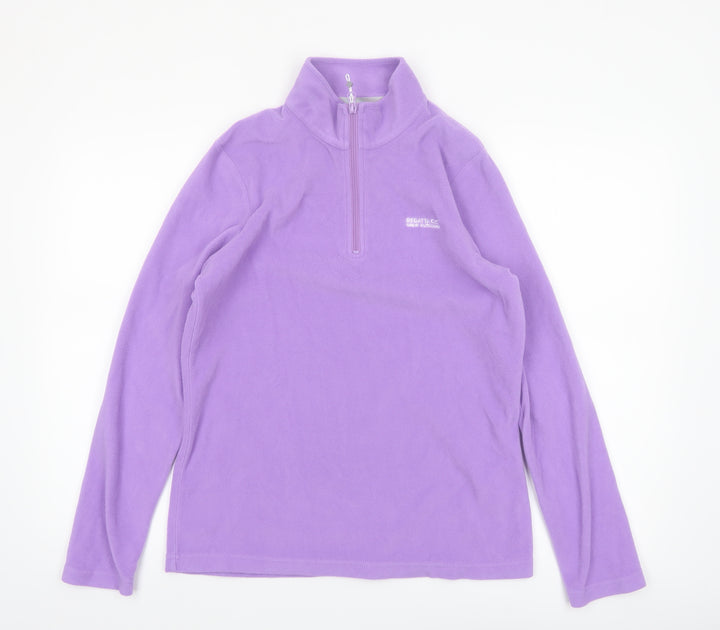 Regatta Women Purple 1/4 Zip Fleece Pullover Sweatshirt UK 10