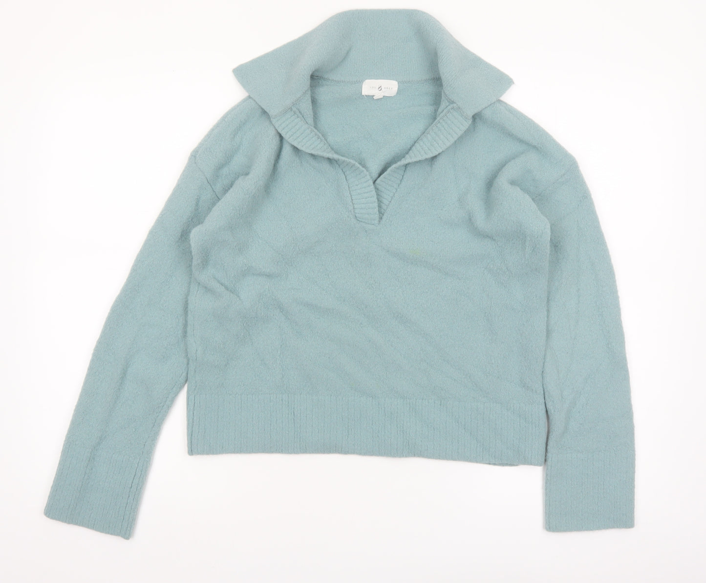 Lou & Grey Women's Green Collared Pullover Knit Jumper XS