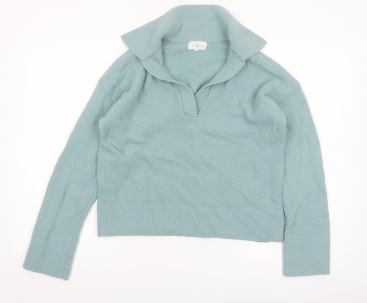 Lou & Grey Women's Green Collared Pullover Knit Jumper XS