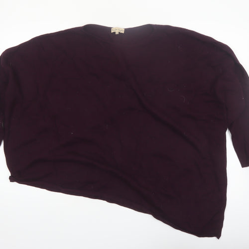 Phase Eight Women Purple Asymmetrical Knit Jumper L Wool Blend