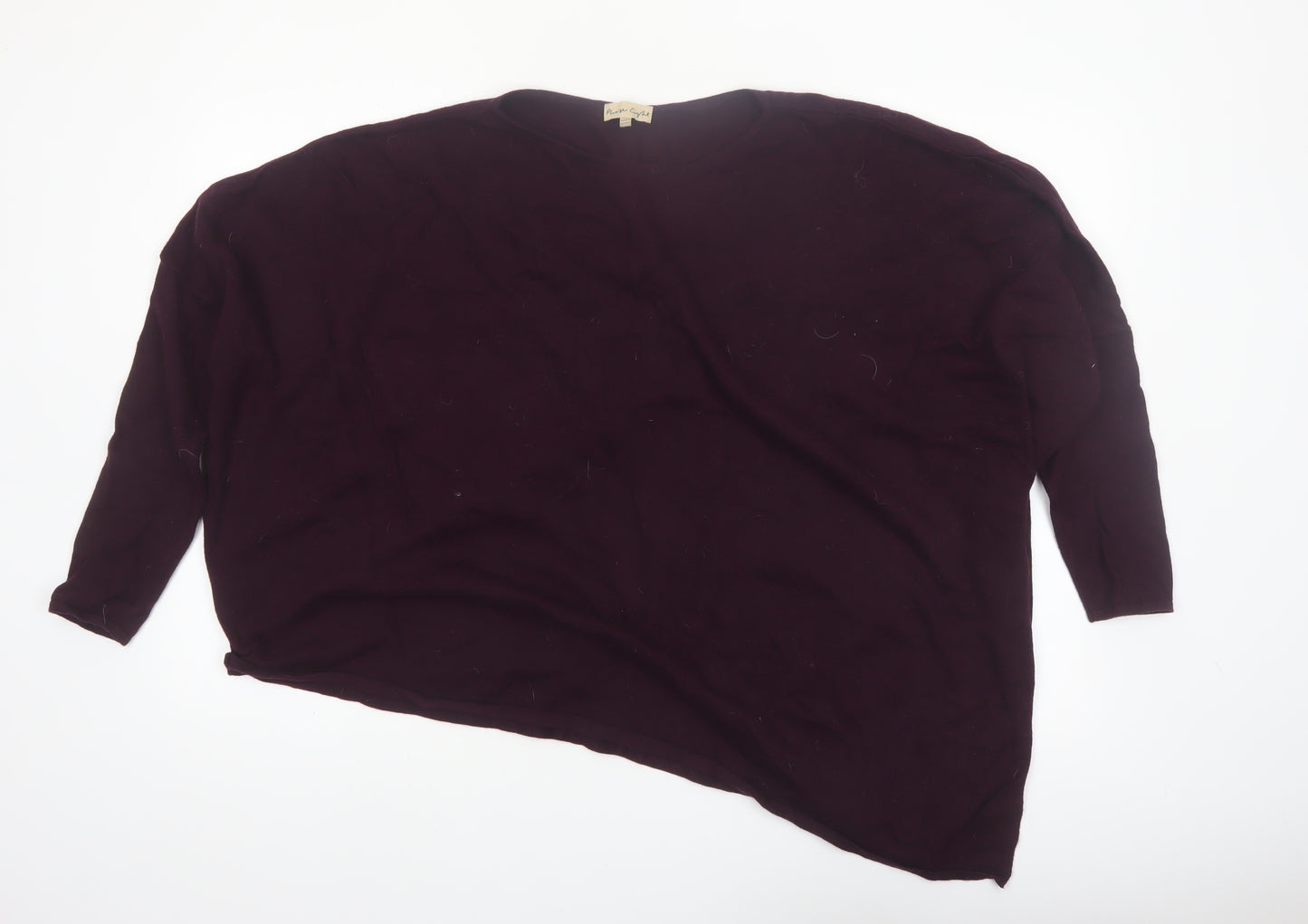 Phase Eight Women Purple Asymmetrical Knit Jumper L Wool Blend